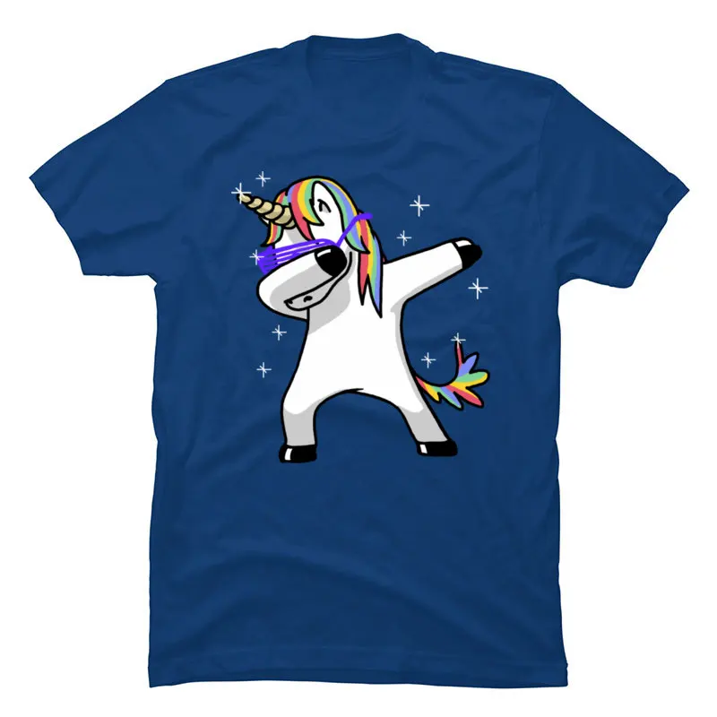 Мужская футболка для отдыха с единорогом и круглым вырезом 100% хлопок на