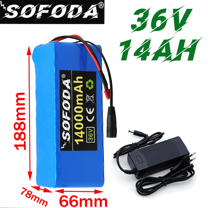 SOFODA батареей 36В 10S4P 14Ah батарейный блок 1000W высокая мощность батареи 42В 14000 мА/ч