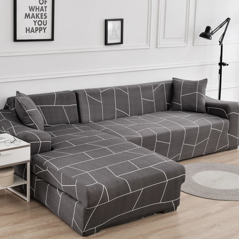 Geometry Plaid Sofa Cover Slipcover Elastic for Living Room Stretch Sectional Couch Non-slip Armchair | Дом и сад