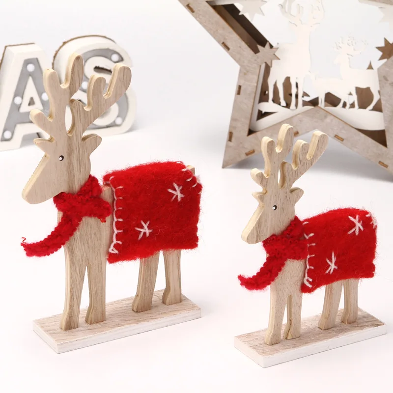 

Новые рождественские украшения, деревянный войлок, настольный Санта-Клаус, лось, рождественские украшения для фотографий