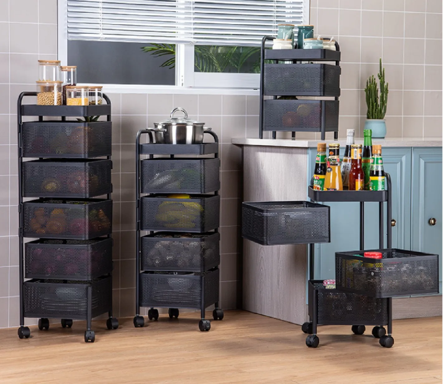 kitchen storage bathroom organizer trolley shelves gadgets vegetable storage rack kitchen shelves rotating basket shelf free global shipping