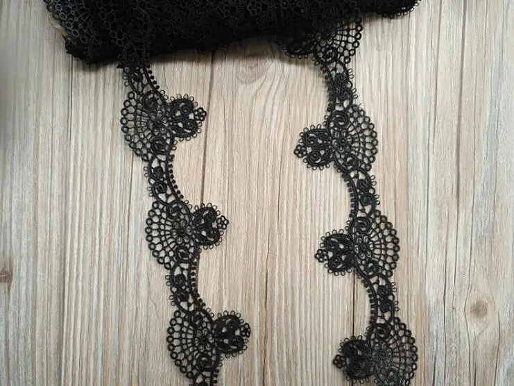 Кружевная лента черного цвета 5 ярдов полиэстер Водорастворимая кружевная для
