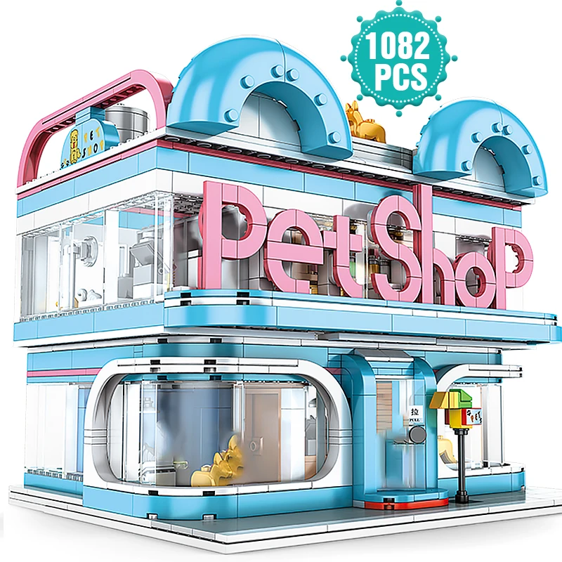 

High-tech Creator Pet Shop Architecture Building Blocks City Street View Bricks Assembly Toys Birthday Christmas Gift For Adult
