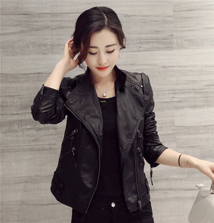 

Guilantu Ladies Pu Leather Jacket Coat 2020 Autumn Women Clothing Mandarin Collar Zipper Black Motorcycle Biker Short Overcoat