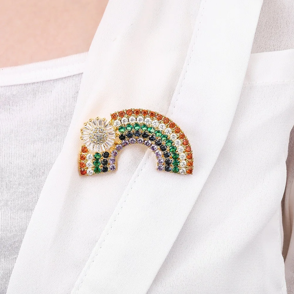 Европейская и американская мода креативная Радужная медная микро-брошь