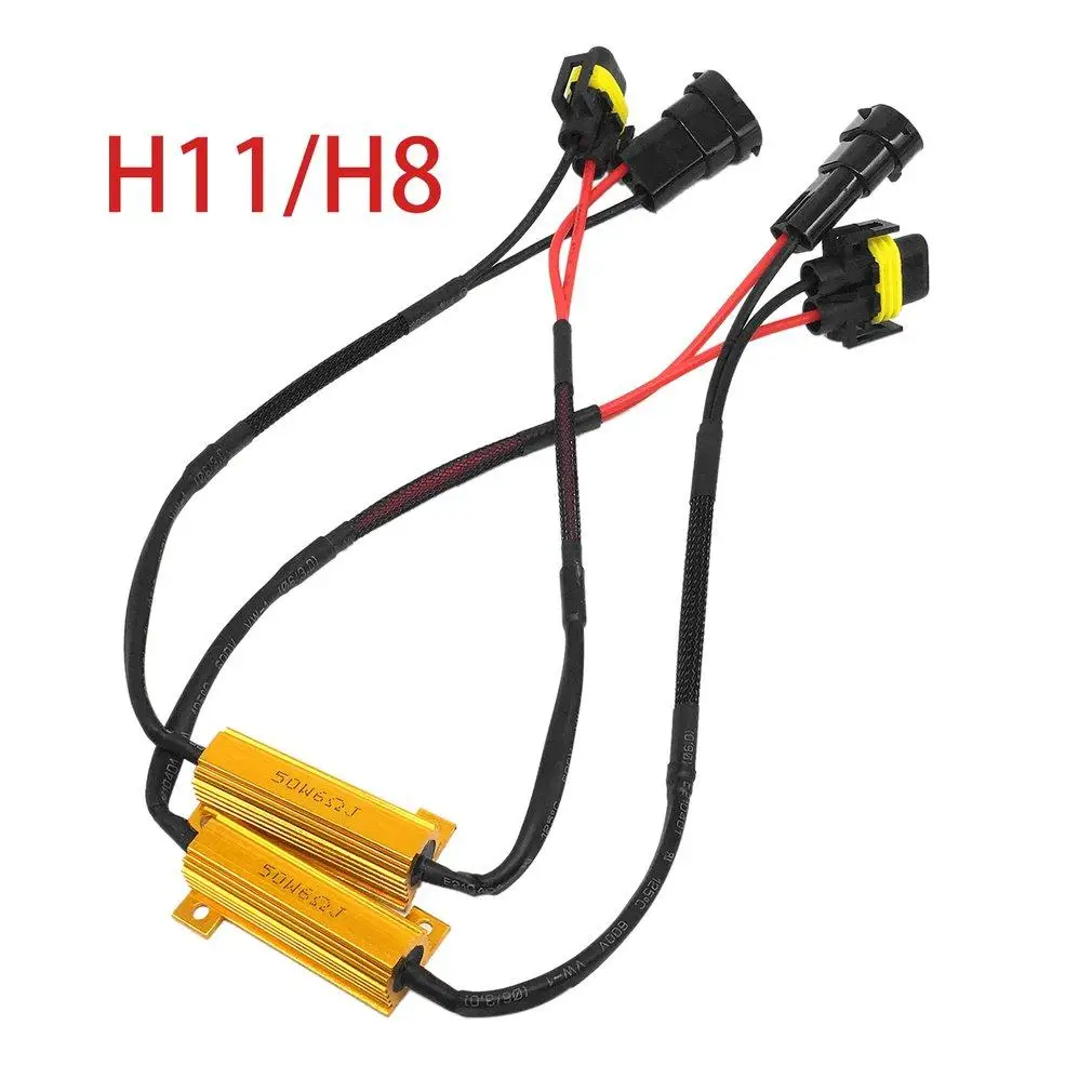 

H11/H8 Fog Lights Decoder LED Fog Lamps Resistance Line LED Gold Fixed Resistor