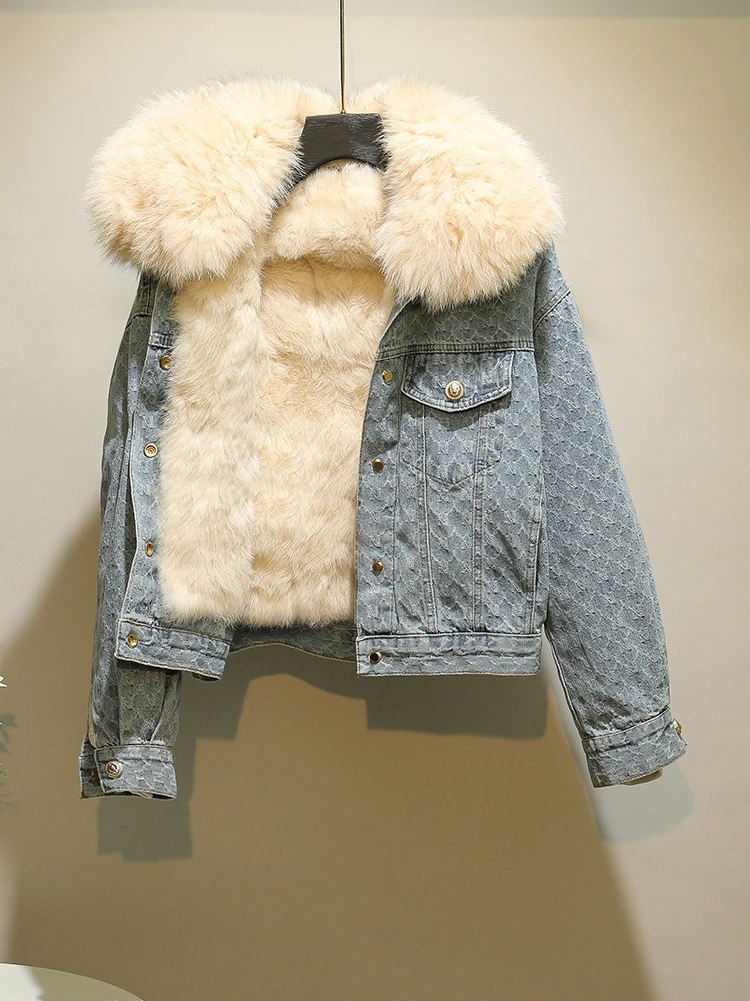 

Бейсбольная Униформа женская короткая джинсовая куртка новинка осень-зима 2021 корейская мода клетчатая теплая парка с металлической пряжко...