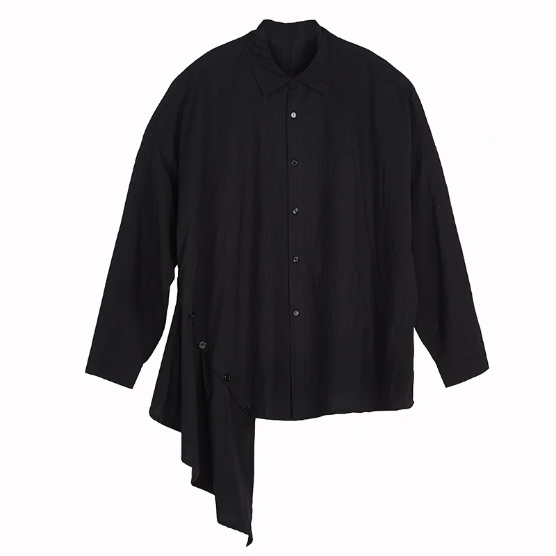 Men's Long Sleeve Shirt Spring And Autumn New Irregular Design Hip Hop Trend Harajuku High Street Casual Large Shirt