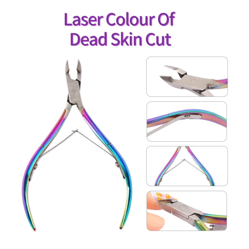 

Nail Cuticle Nipper Stainless Steel Rainbow Tweezer Clipper Dead Skin Remover Scissor Plier Pusher Tool