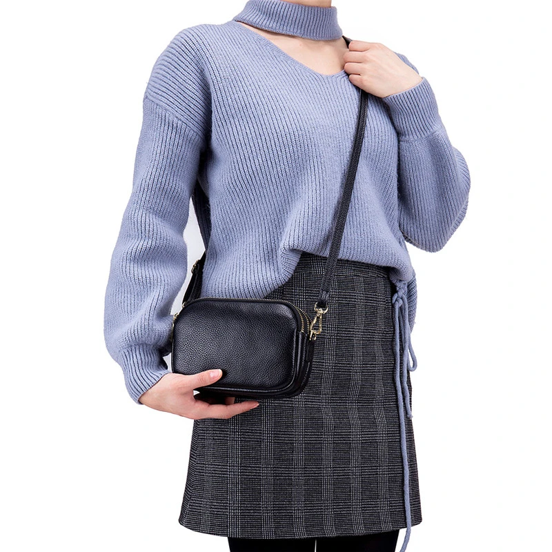 

Three-Layer Zipper Cow Leather Shoulder Bag Women's Luxury Handbags Crossbody Bag Women Phone Messenger Wallet Small Bag