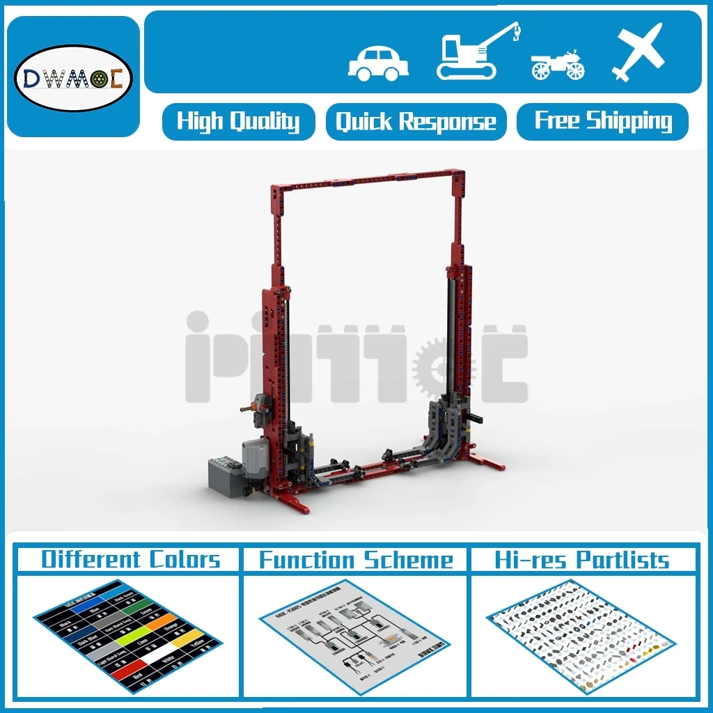 

Moc-3054 automobile repair shop elevator adaptation 1:8 model technology assembly