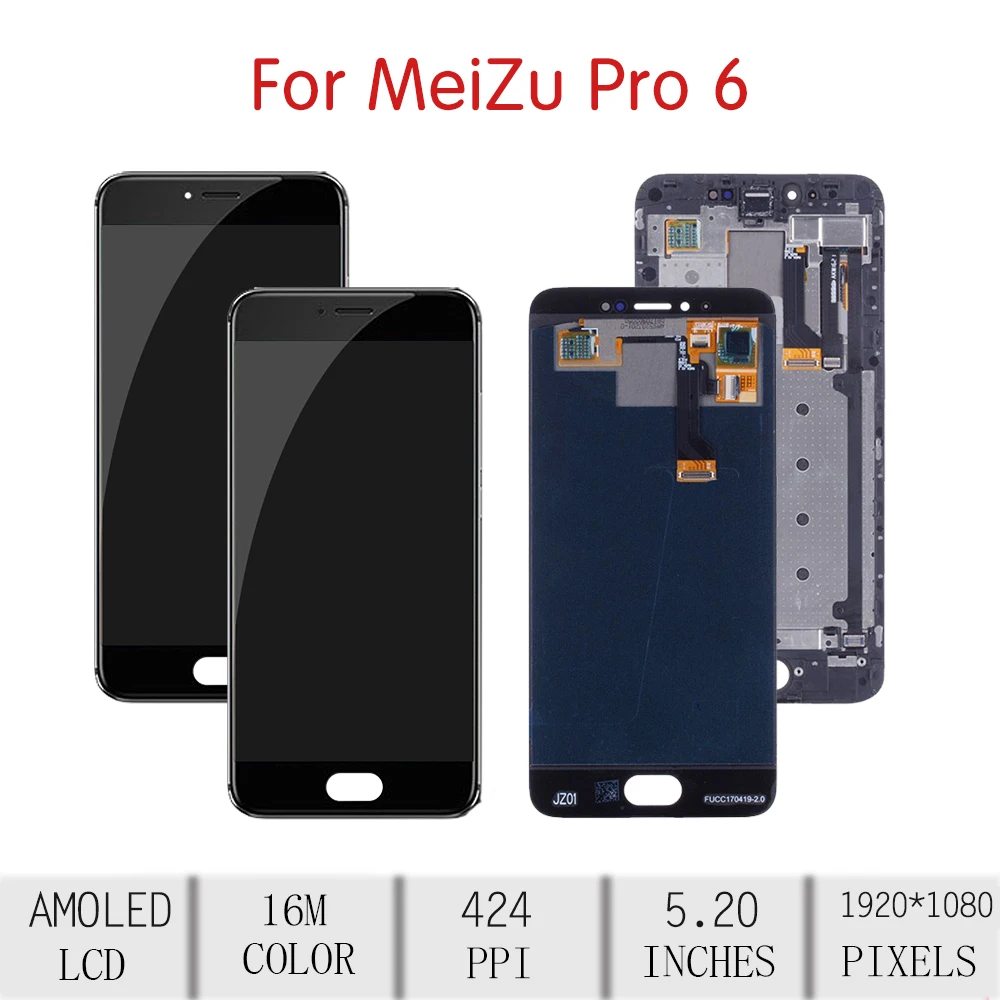 5," для MEIZU Pro 6 lcd кодирующий преобразователь сенсорного экрана в сборе для Meizu Pro6 дисплей с заменой рамки M570Q M570C M570Q