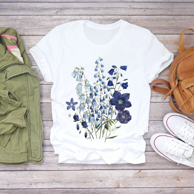 

Women Flower Watercolor 90s Aesthetic Female Ladies Womens Tee T-Shirt Summer Shirt T-shirts Top T Graphic