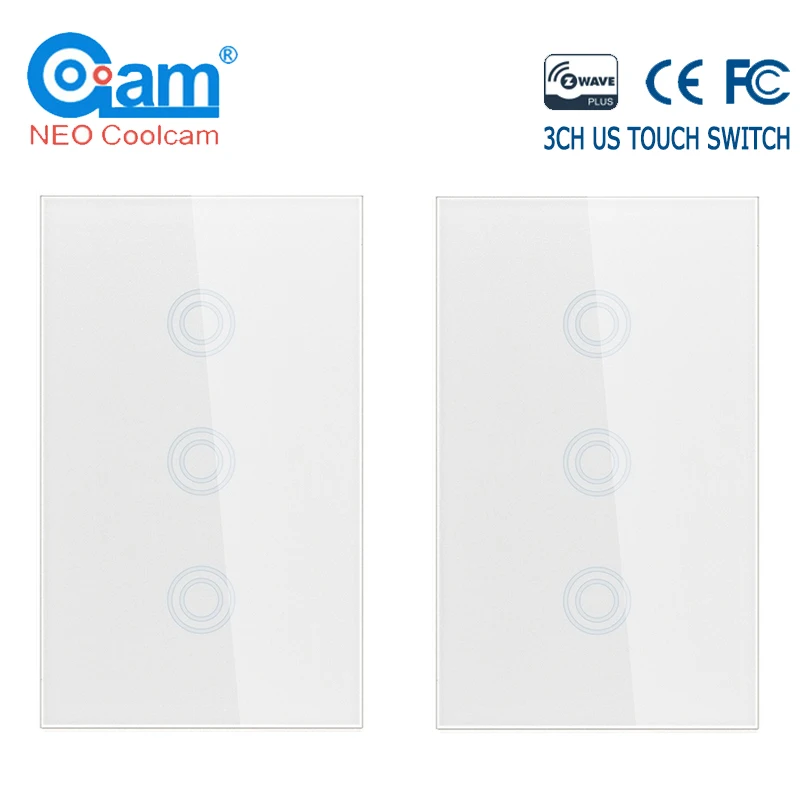 NEO COOLCAM 4 шт./лот 3CH Z-wave Plus US сенсорный выключатель 3 банды умный беспроводной умный пульт дистанционного управления выключатель света Панель US 908,4 МГц
