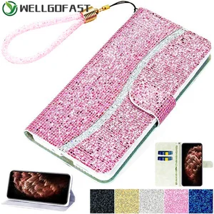 sequin glitter for huawei p40 p30 pro lite y5 y6 psmart z 2019 honor 8a 7a 8s flip wallet leather case book phone stand coque free global shipping