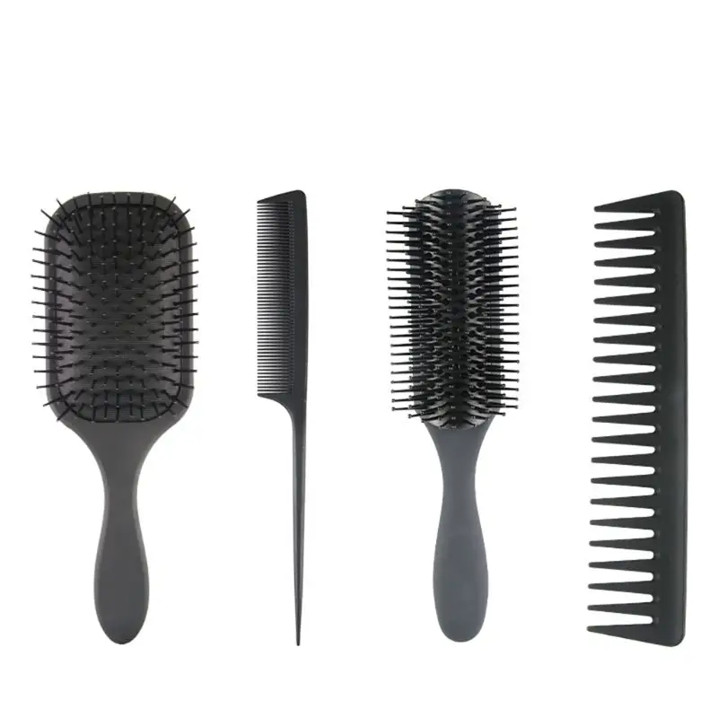 

J2FF 4Pcs Hair Brush Set Air Cushion Massage Comb Portable Home Travel Styling Tool