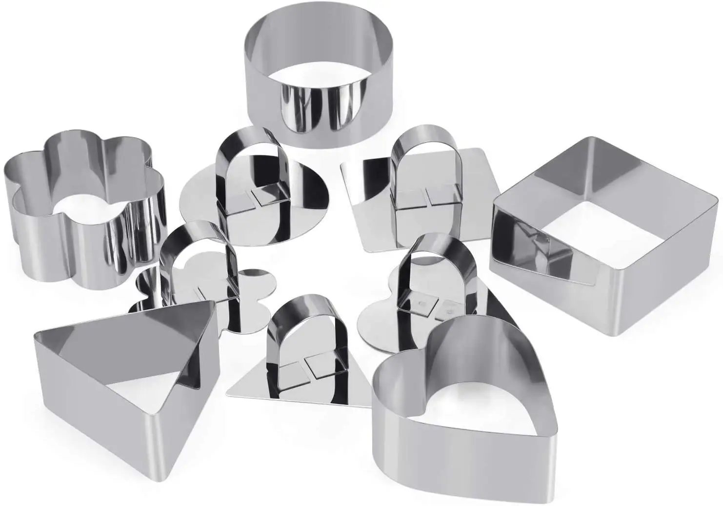 

5 шт. мусс для выпечки тортов в комплекте набор форм для Нержавеющая сталь для муссов и десертов пресс-форм с толкателем Пособия по кулинари...