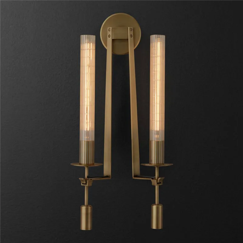 Американские ретро латунные прикроватные светодиодные Настенные светильники в