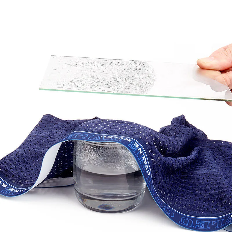 4PMen Ice Silk Underwear Transparent Boxer Breathable Solid Color Ultra Thin Transparent Quick Drying Sexy Silk Boxer Men L-4XL