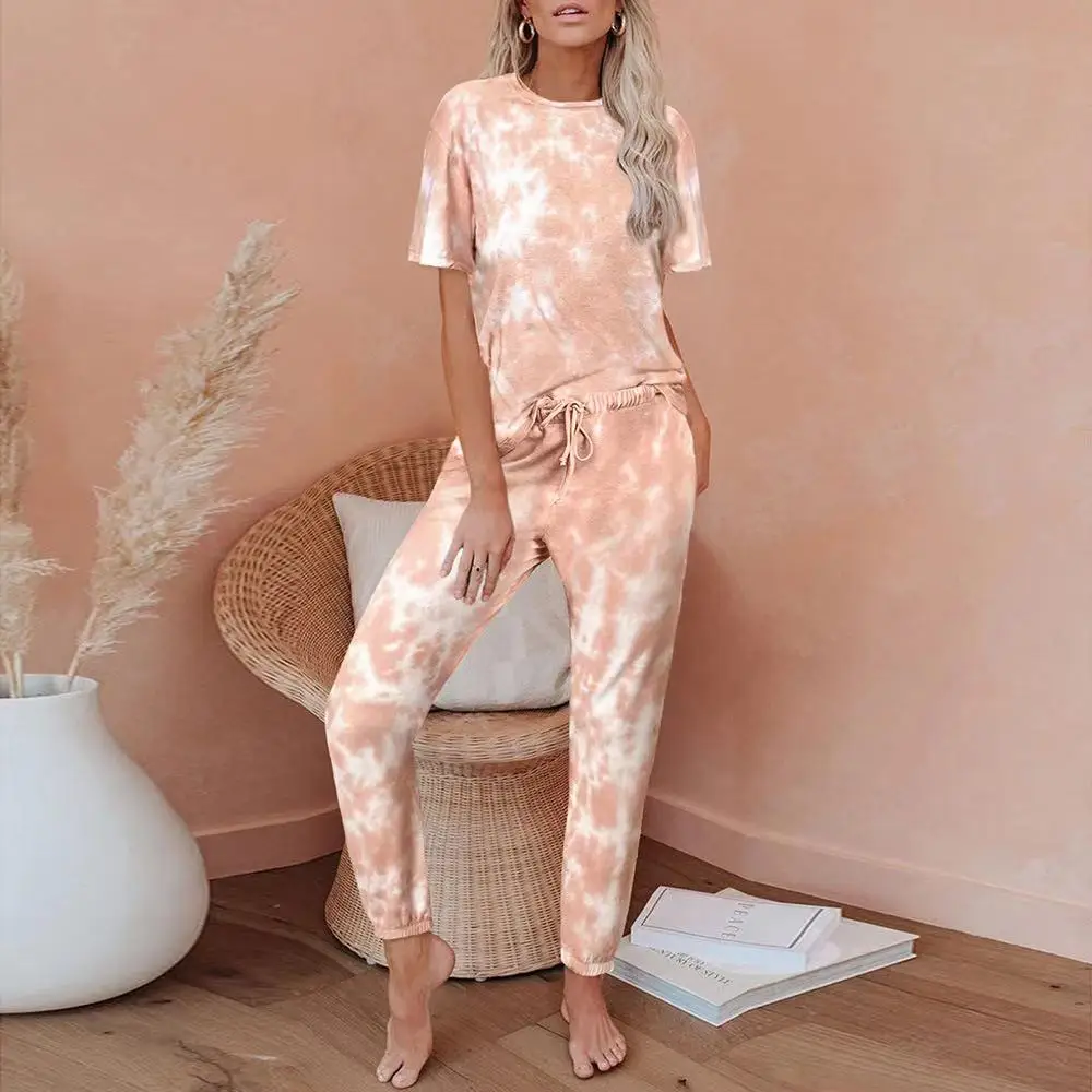

2021 new European and American fashion printing leisure suits Ms. piece pajamas