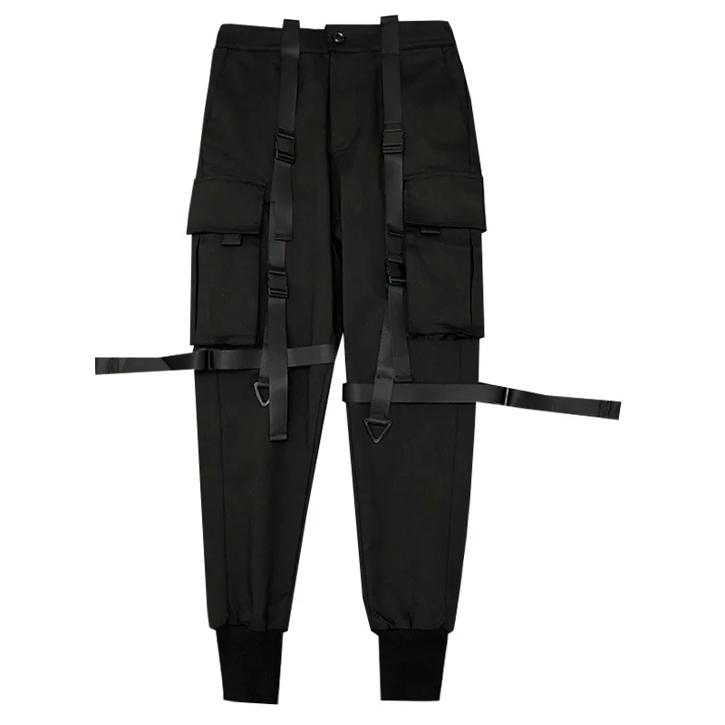 

Trend, function and tactics, Multi Pocket ribbon paratrooper overalls, street fashion brand Harem Pants