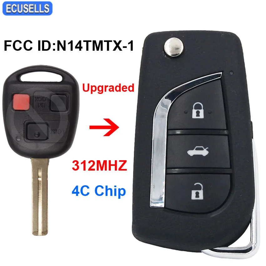 Модернизированный 3 кнопочный дистанционный ключ для автомобиля 312 МГц с чипом 4C