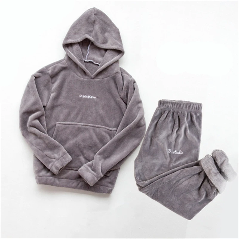 

2020 Winter Coral Fleece Pajama Set Women Thick Warm Flannel Velvet Cozy Two Pieces Sleepwear Suit Ladies Home Clothing Homewear