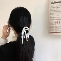 korean elegant temperament pearl bow hair rope hairpins for women girls pearl temperament sweet hairpin party wedding jewelry