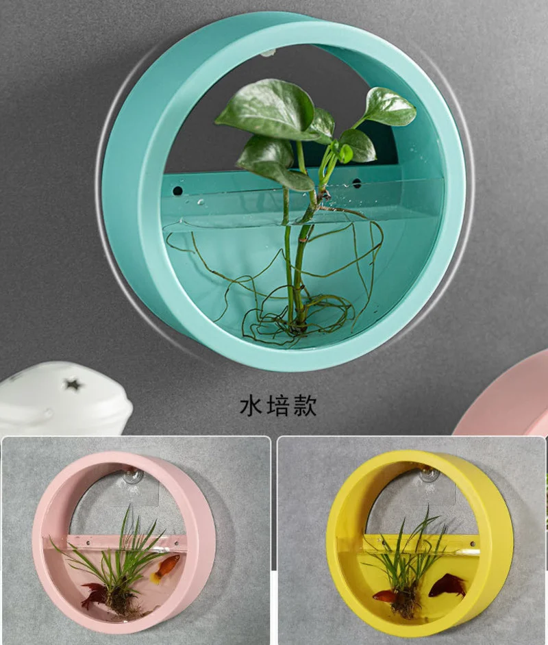 Pаспродажа Современная круглая железная настенная ваза, контейнер для домашней комнаты, подвесная корзина, цветочный горшок, Настенный декор, плантат...