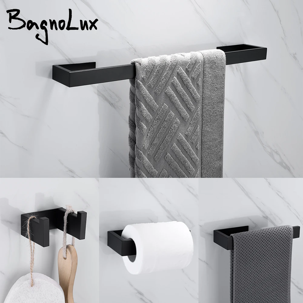 

BagnoLux Stainless Steel Beautiful Wall Hook Toilet Paper Holder Towel Bar Self-Adhesive Bathroom Accessories
