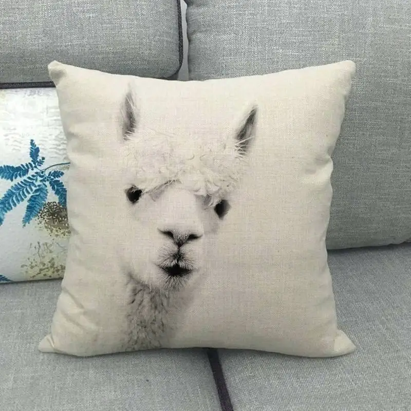 45 см * Прекрасный Альпака с изображением зверей из льна/хлопок Чехлы на диванные