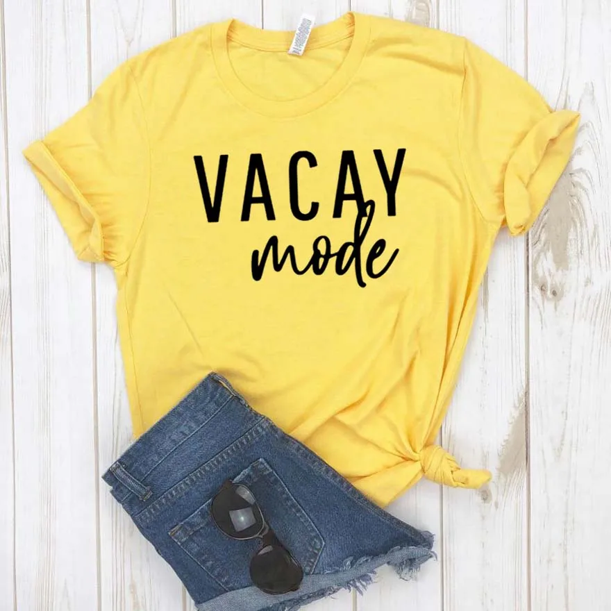 Vacay режим печати женская футболка хлопок свободный покрой забавная для маленькой