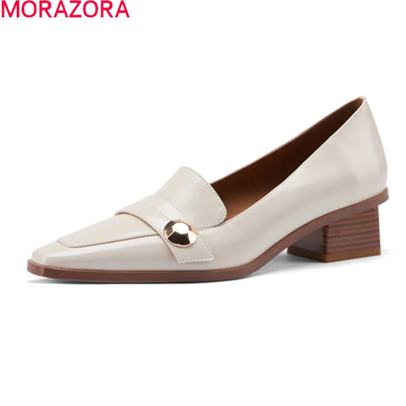 

Женские офисные туфли-лодочки MORAZORA, черные однотонные офисные туфли-лодочки из натуральной кожи на толстом каблуке, с квадратным носком, ле...