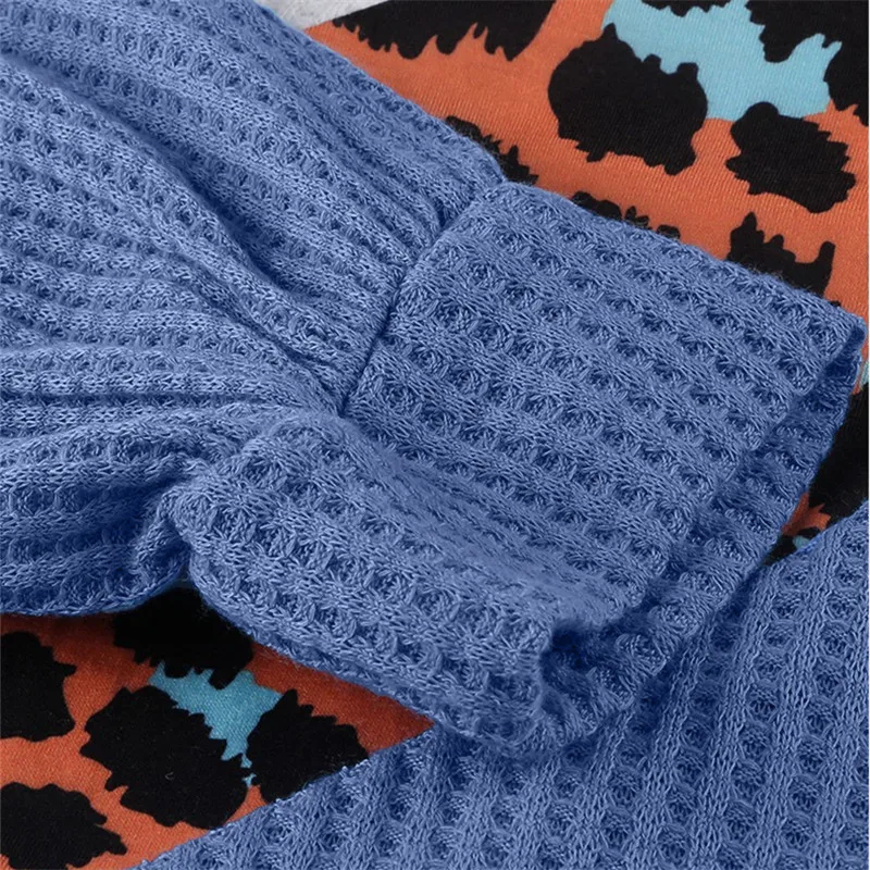 

Women Autumn Winter Blue O-Neck Patchwork Leopard Sweatshirt Ladies Fashion Plus Size Pullovers Female Brand Casual Tops ZM653