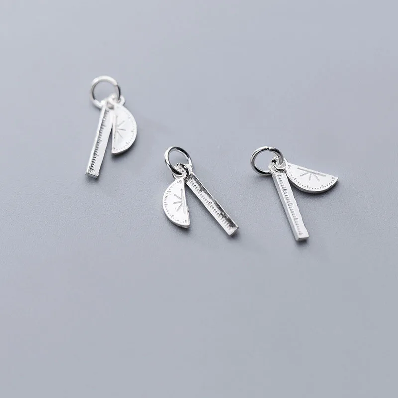 MEETSOFT классический из стерлингового серебра S925 пробы транспортир и линейка