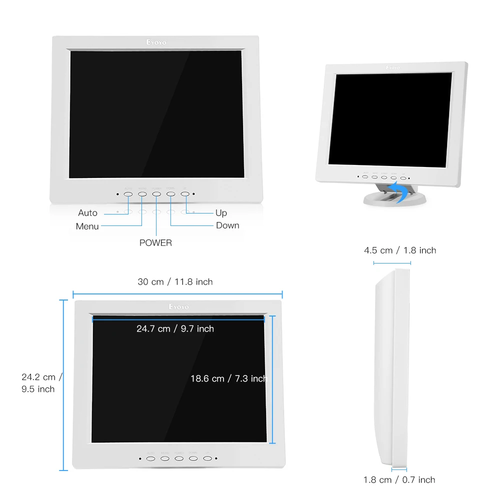 Eyoyo EM12A ЖК дисплей 12 дюймов 4:3 HDMI BNC компьютерный монитор 800x600 с AV VGA USB динамиком