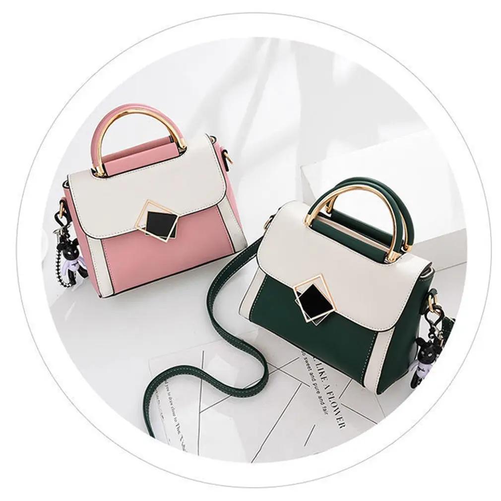 

Fashion lady Sling bag Panelled color PU Leather Crossbody Bag For Women 2021 new Wide strap Shoulder Messenger Bag Handbag