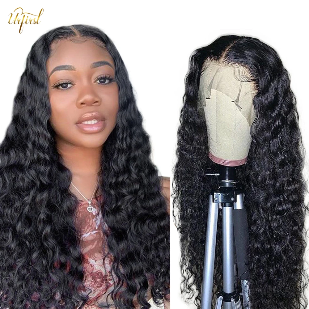 28 30 32 Deep Wave Wig Brazilian Human Hair Wigs Middle T Part Human Hair Wigs For Black Women Remy Lace Wig Pre Plucked