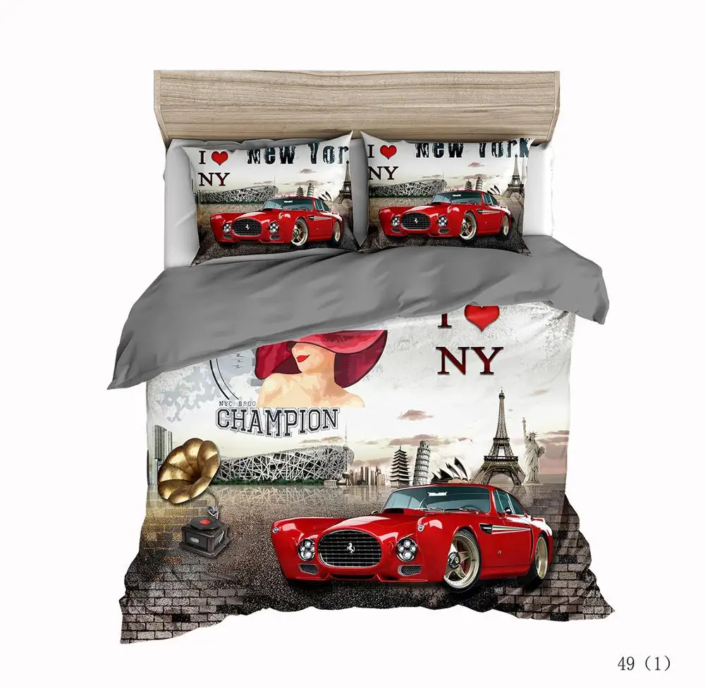 

Bedding Set Classic style Big Ben Paris street classic car fashion France 2/3pcs soft Duvet Cover Sets Pillowcase
