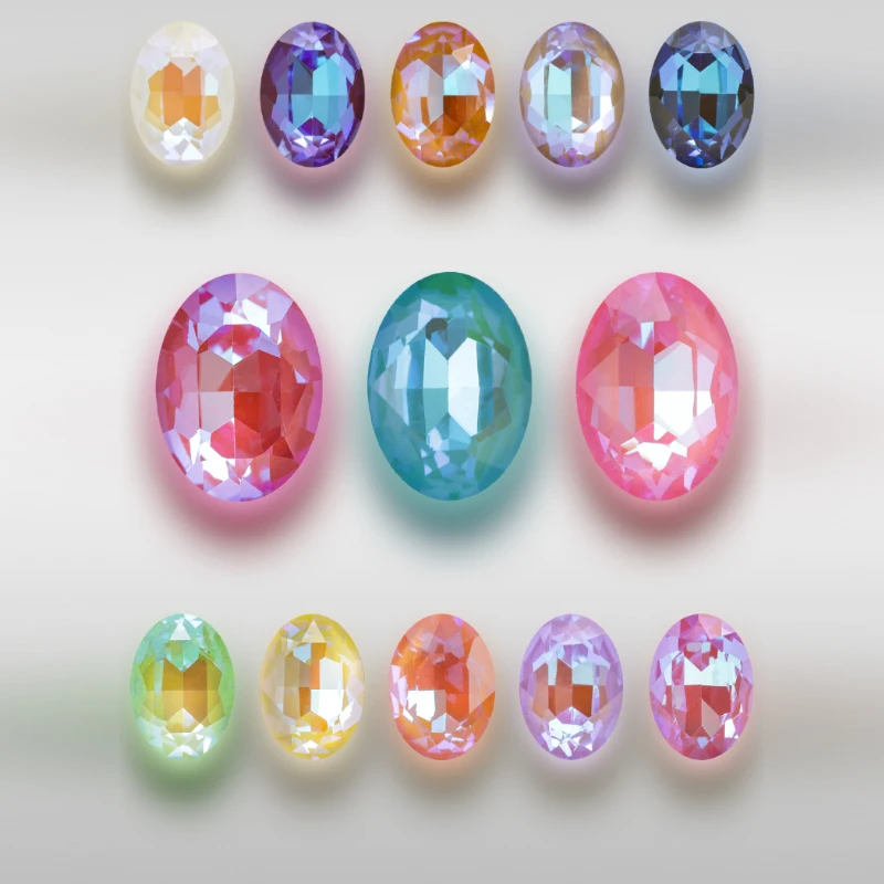 

Oval Shape Mocha Color Fancy Stones Crystals Pointback Glass Strass Loose Rhinestones Shiny Blue Rhinestones Nails Decoration