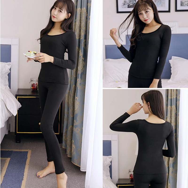 2019 осенне зимние тонкие модальные комплекты термобелья для женщин теплые