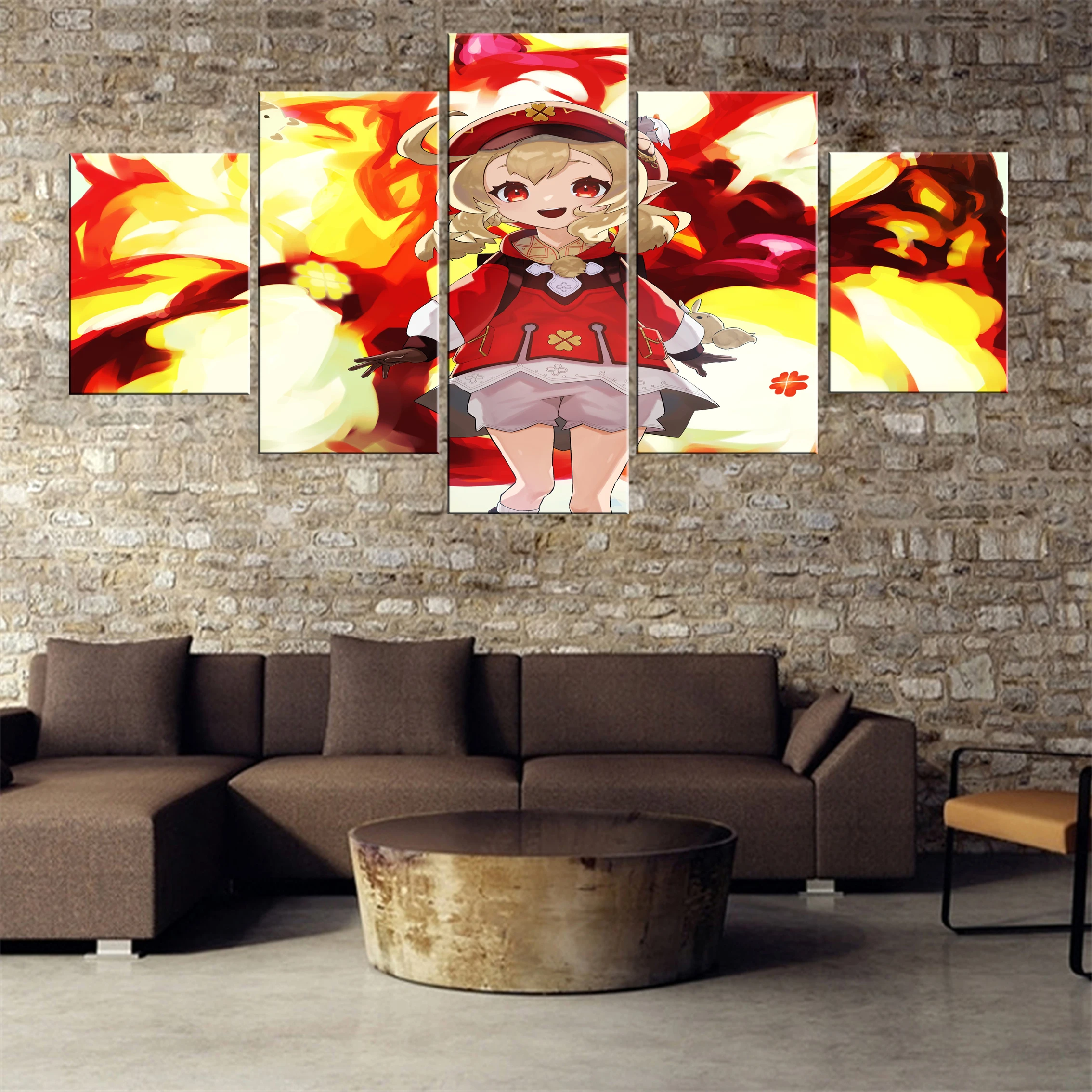 

Genshin Impact Game 5 Pieces Canvas Paintings Modern Oil Decor Picture Wall Home Room Printed Modular