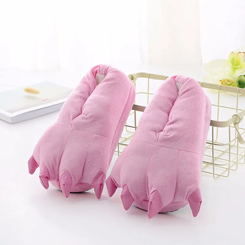 pink Тапочки с животными кигуруми для детей и взрослых; цельная Пижама; тапочки для женщин и мужчин; забавные праздничные Вечерние туфли на Рождество и Хэллоуин; домашняя обувь - Цвет: pink