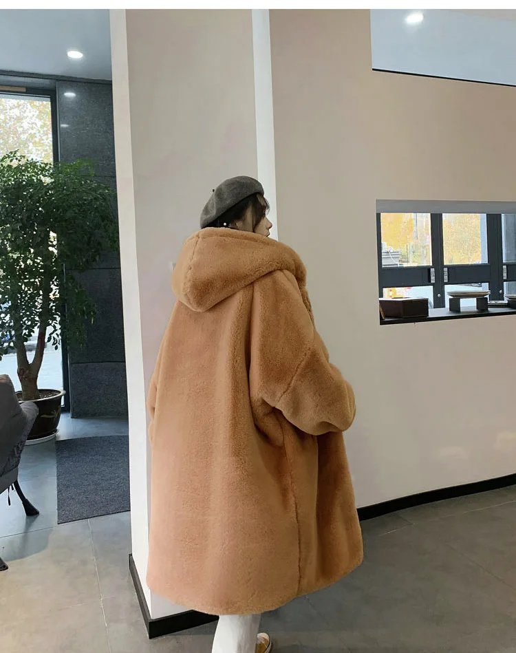 

Fur & Faux Fur Winter 2020 Women Fur Coat Warm Hooded High quality Fashion Large size Fur Coat Imitation Fox fur Fur Coat