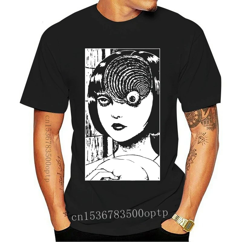 

New Summer Style Fashion Men Casual Tees Uzumaki Shirt Junji Ito Horror Manga Custom Anime Shirts Male Battery Funny Cotton T Sh
