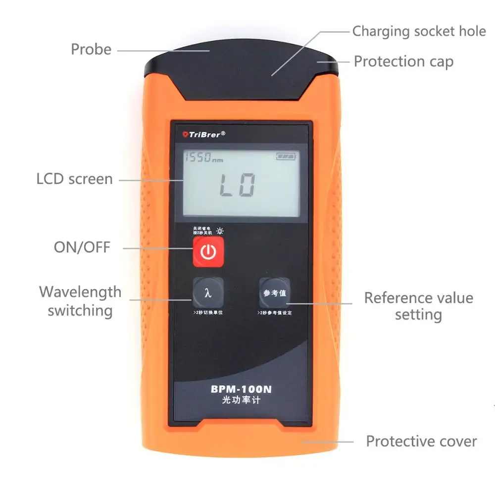 FTTH Handheld Fiber Optic Cable Tester BPM-100NC Optical Power Meter -50~+26dBm for Optical Fiber Communication Engineering