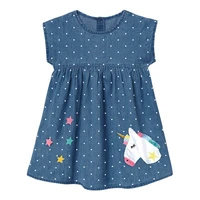 frocks for girls 2022 summer baby girl children clothes toddler cotton unicorn applique vestido deinm dress for kids 2 7 years