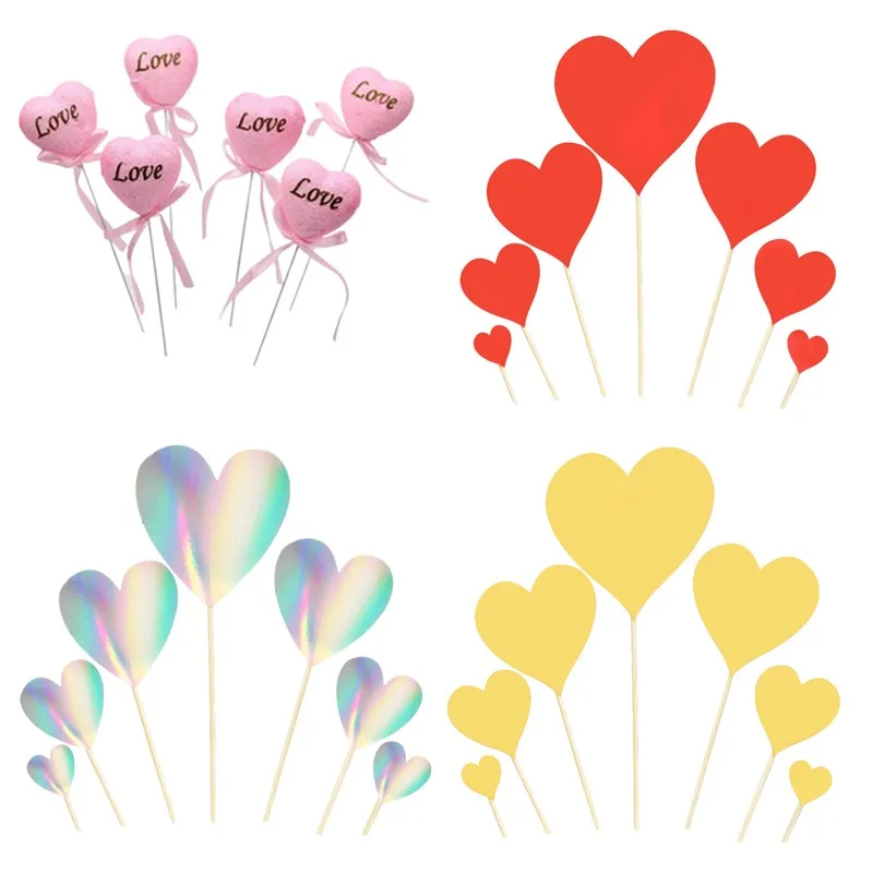 

Novios Tarta Boda Cake Flags Love Heart Wedding Cake Topper Bride Groom Wedding Party Cake Baking Decor Engagement Cake Supplies