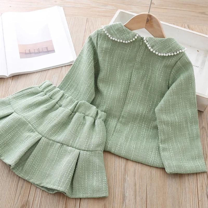 Детский костюм коллекция 2019 года осеннее пальто с жемчужным воротником для