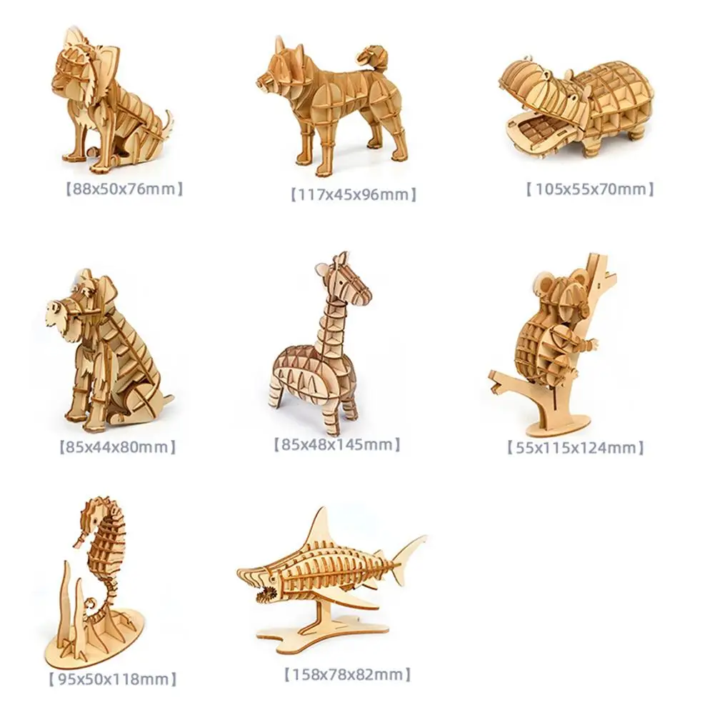 

DIY Assemby 3D Seahorse Shark Animal Model Puzzles Wooden Art Craft Educational Kids Toy Model Kits Tabletop Ornaments
